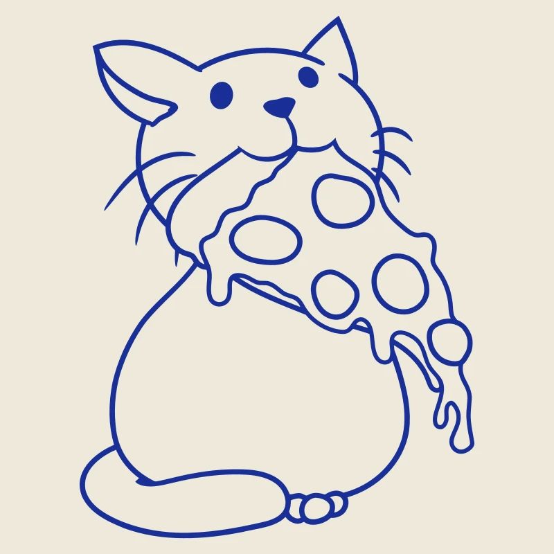 Chat mangeant du salami Pizza Faim Restauration rapide