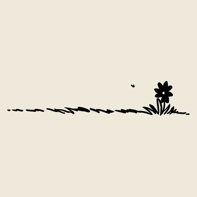 Cartoon Blume im Gras mit Insekt