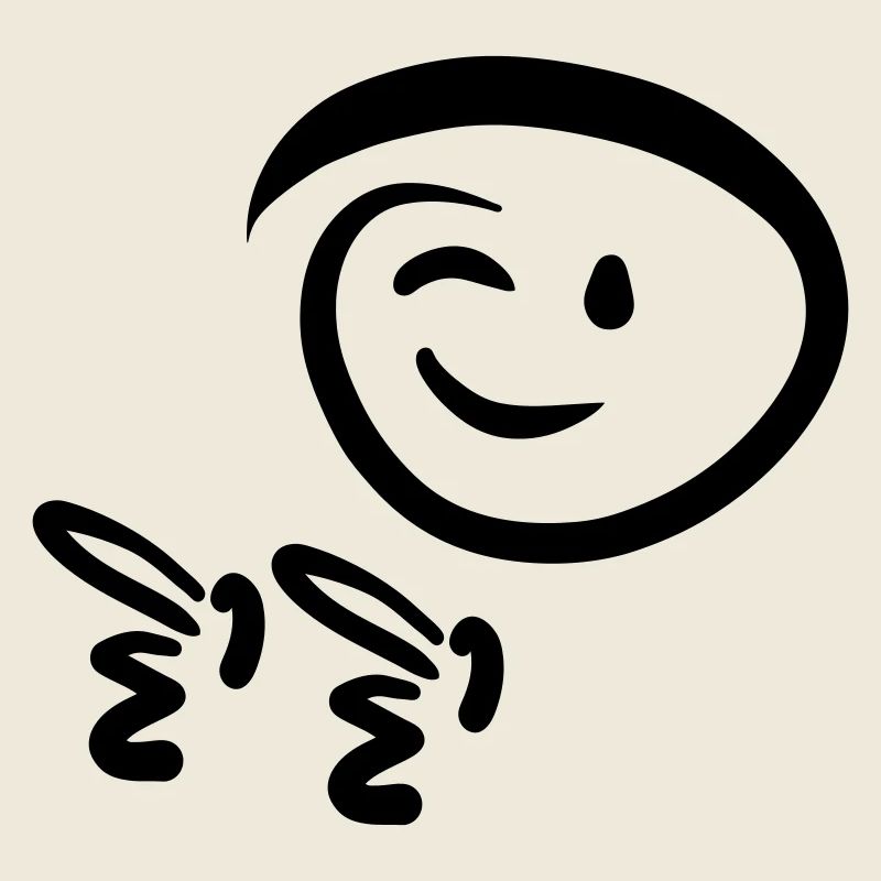 Face winks, shows pistol finger. Emoticon.