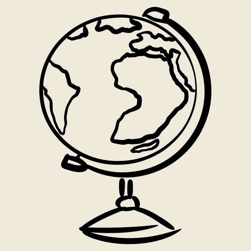 Globe, hand-drawn. Drawing. Geography