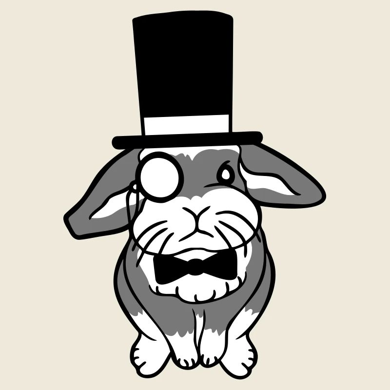 Mr. Bunny Gentleman Top Hat Monocle Glasses