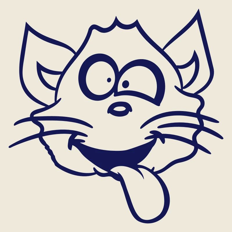 Cat Squints Funny Crazy Tongue Out Grimace