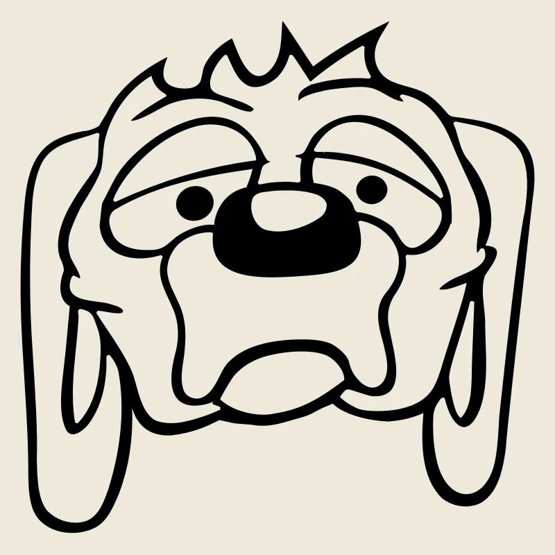 Dog looks unhappy sad shy fear