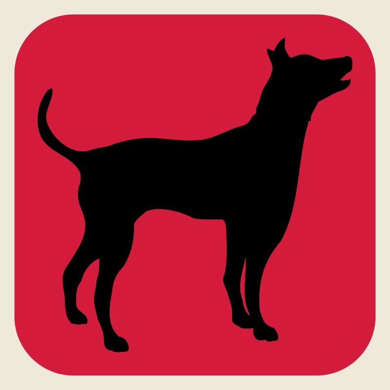 Hund Silhouette Symbol Button Logo Quadrat Cool