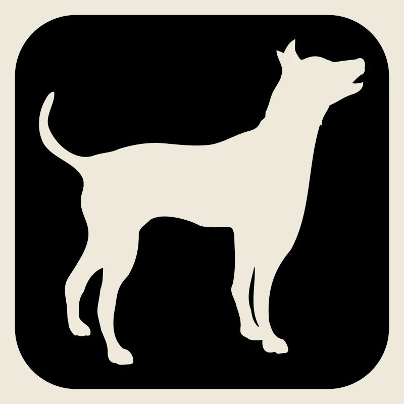 Hund Silhouette Symbol Button Logo Quadrat Cool