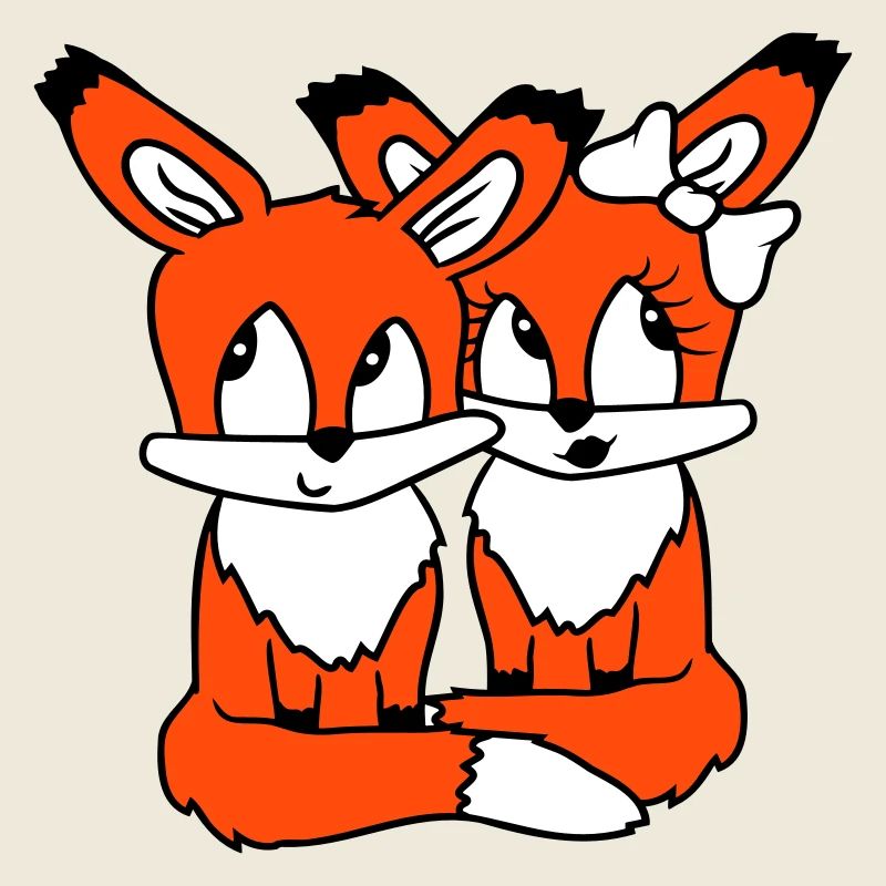 2 Füchse Paar Verliebt Zwei Freunde Liebe Team Süß