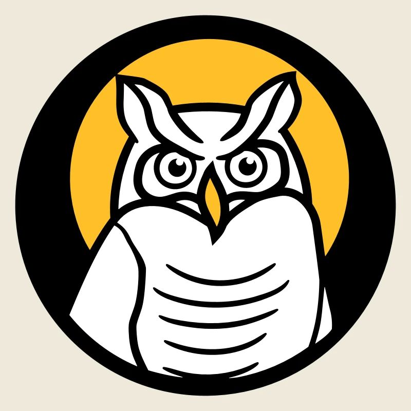 Owl Bird Eagle Owl Sun Moon Night Full Moon Round Logo