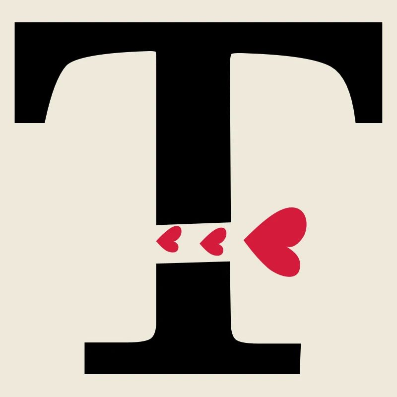 Capital letter T with hearts