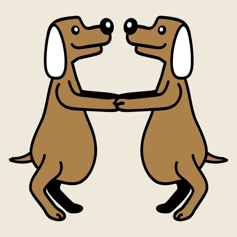 2 dogs big belly overweight dancing together