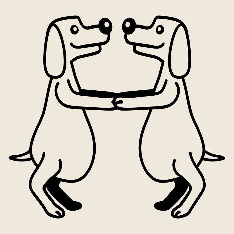 2 dogs big belly overweight dancing together