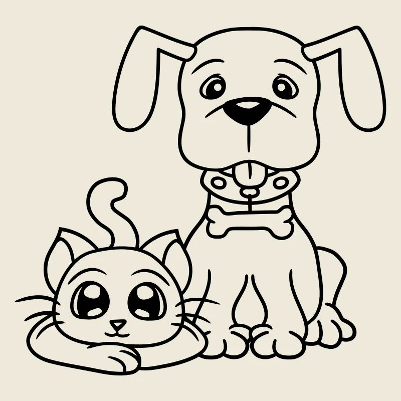 Dog Cat Two Friends Team Kitten 2 Duo Crew