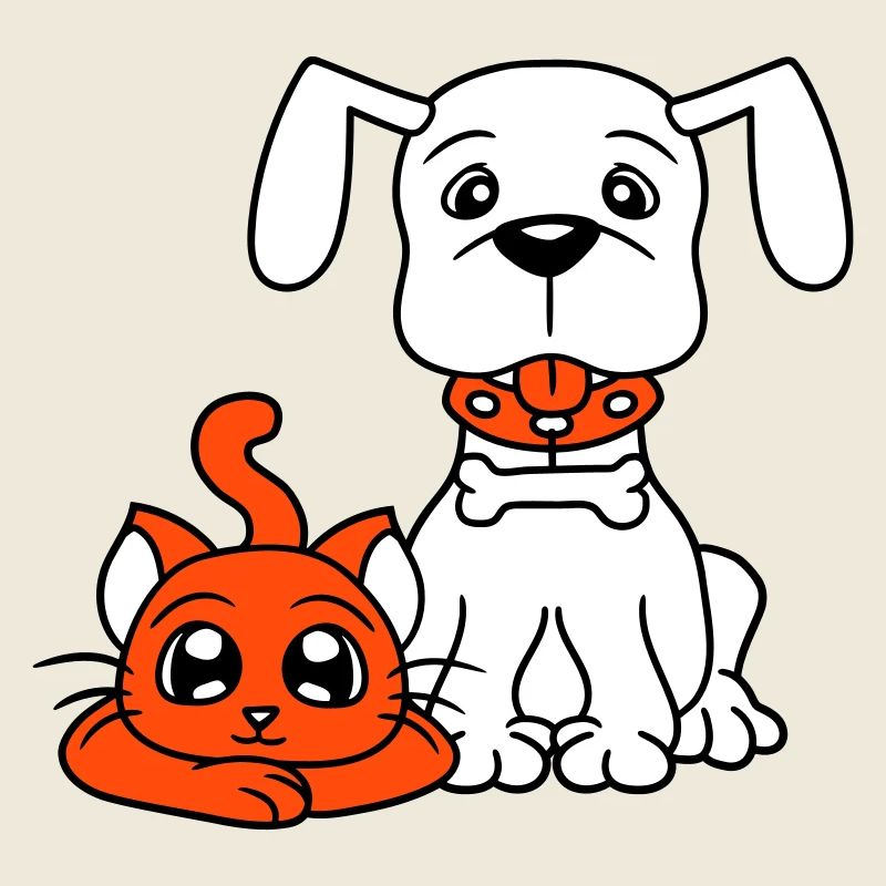 Chien Chat Deux Amis Équipe Chaton 2 Duo Équipage