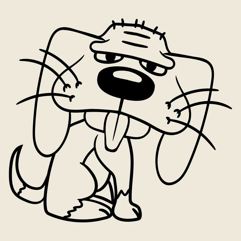 chien assis drôle mignon tirer la langue bande dessinée