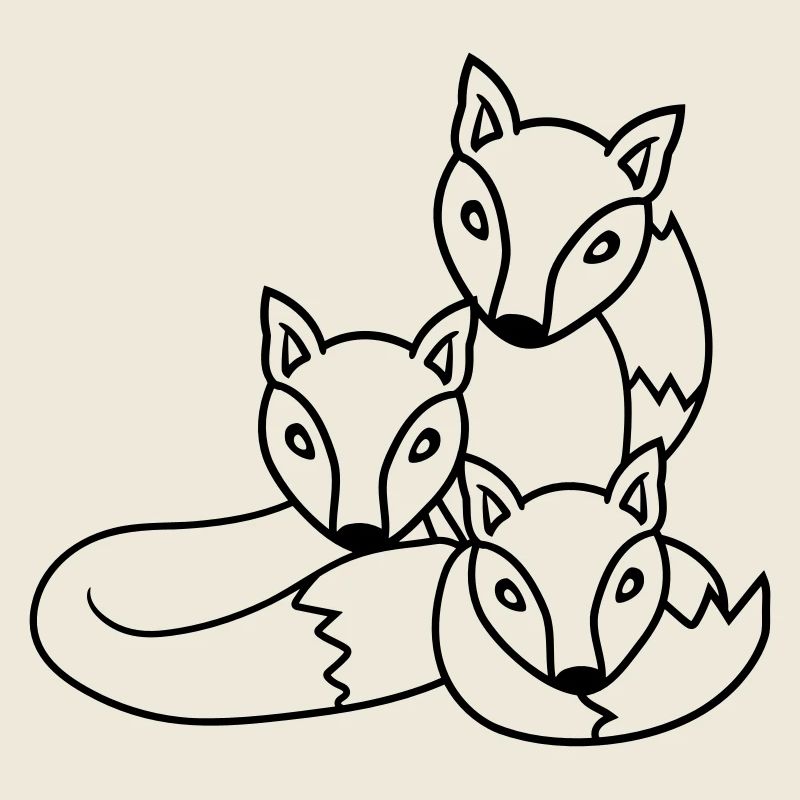 3 Renards Amis Famille Trois Enfants Équipe Mignon
