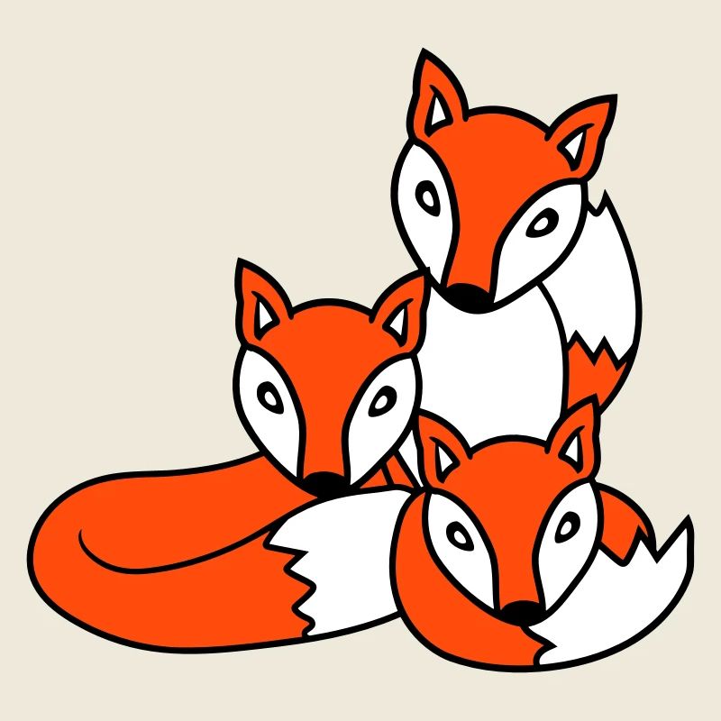 3 Renards Amis Famille Trois Enfants Équipe Mignon