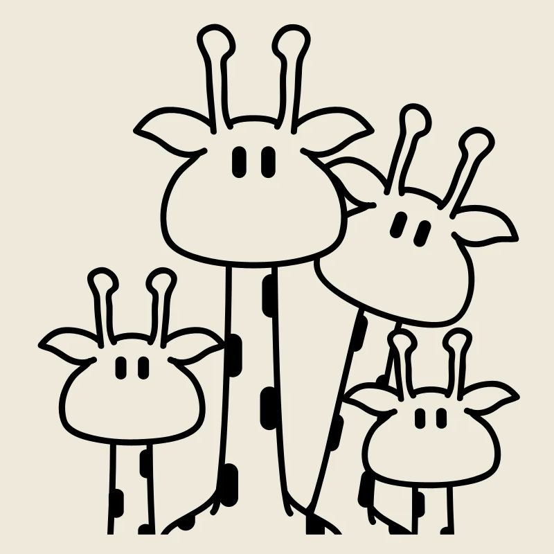 Cute giraffe family 2 children mom dad giraffe