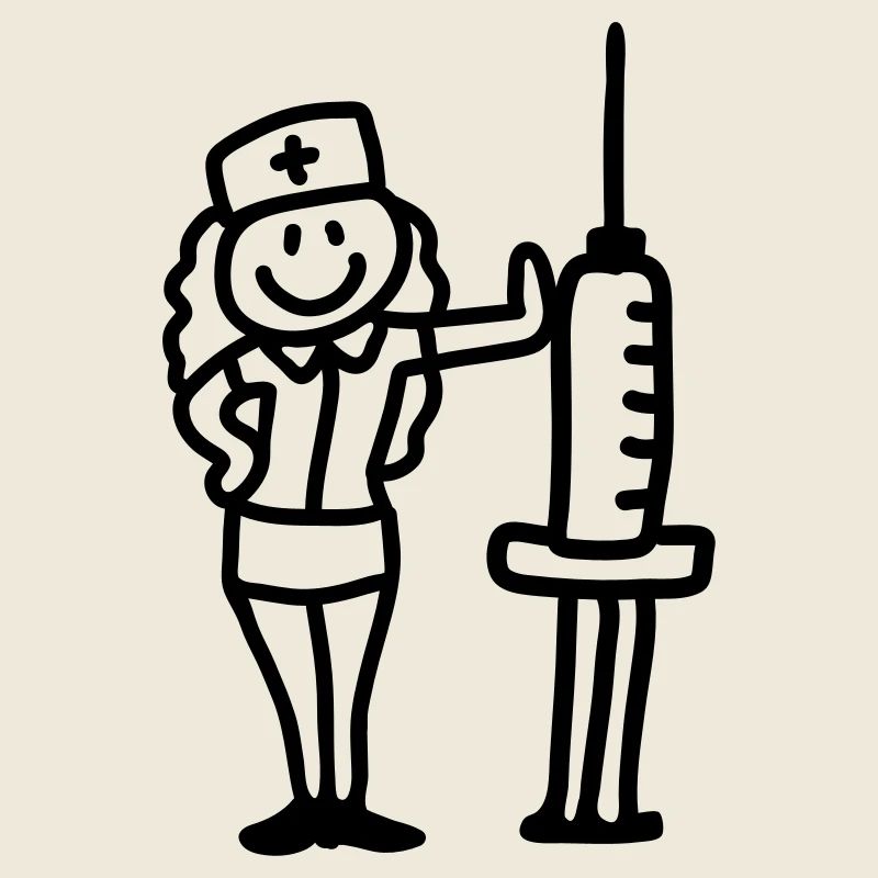 Krankenschwester Ärztin mit Spritze - line