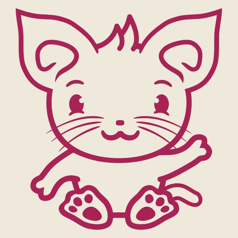 Süße Katze Winkt Glücklich Lächelndes Kätzchen Fun
