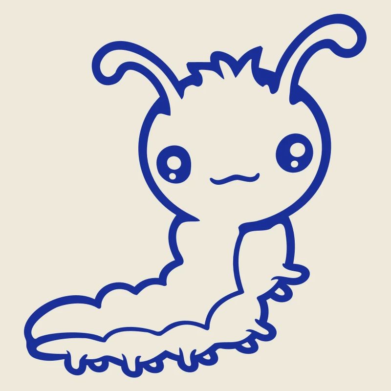 Cute caterpillar small friendly larva worm happy