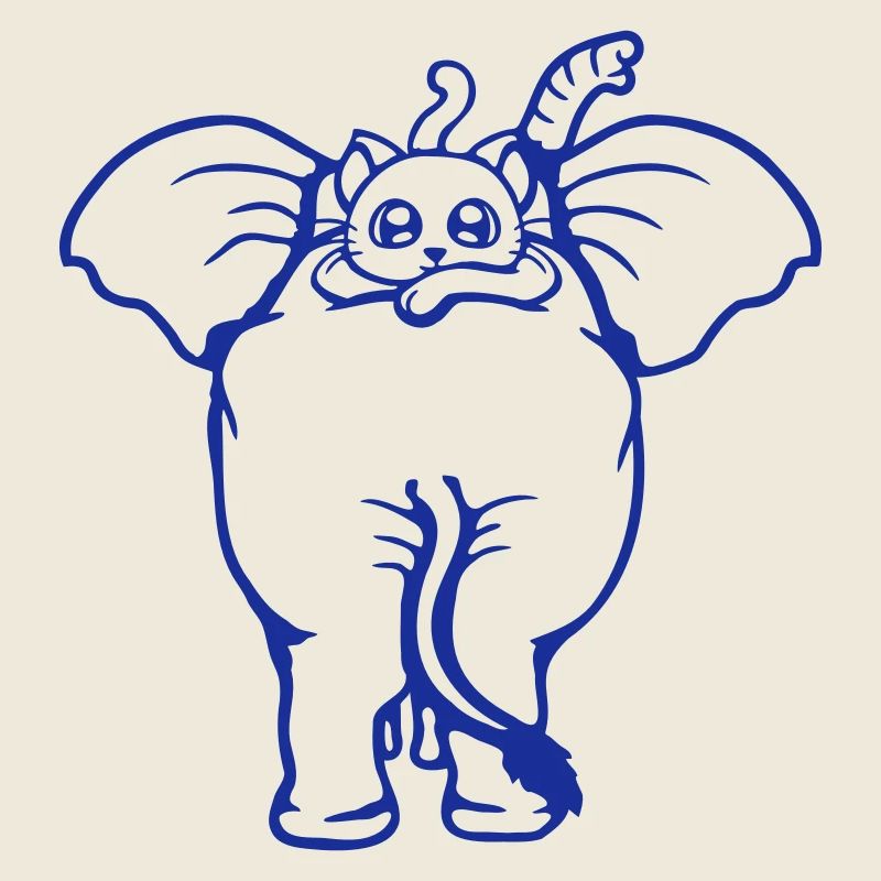 Chat Éléphant Équipe de marche Couché 2 Amis Mignon