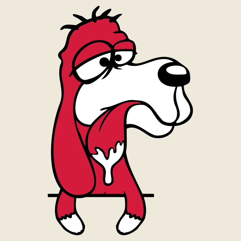 Hund Hinter Mauer Zaun Sabbert Spucke Zunge Lustig