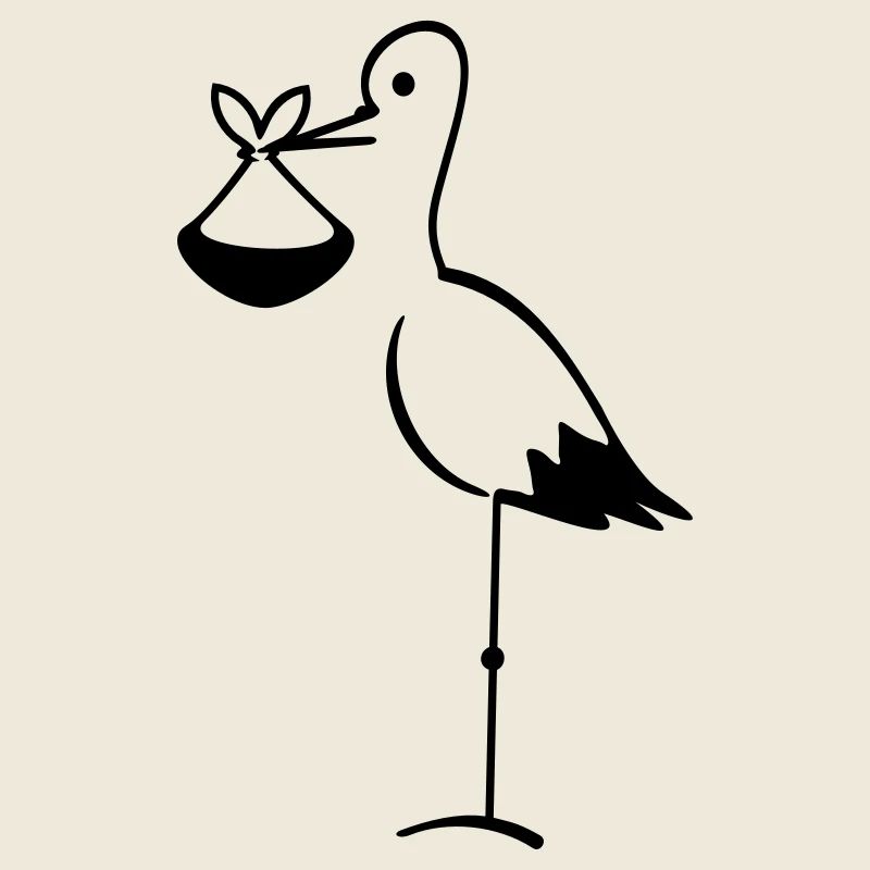 Storch mit Bündel / stork with bundle (1c)