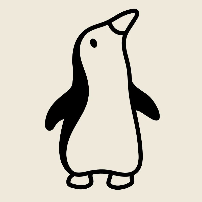 Pinguin sieht hoch - line
