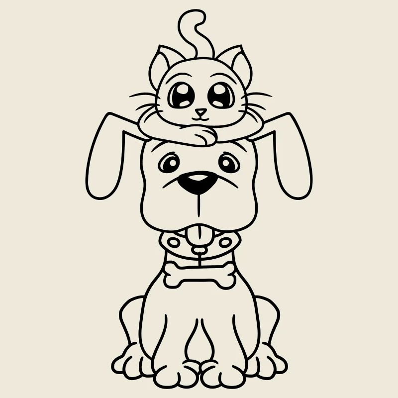 Dog Cat Two Friends Team Kitten 2 Duo Crew