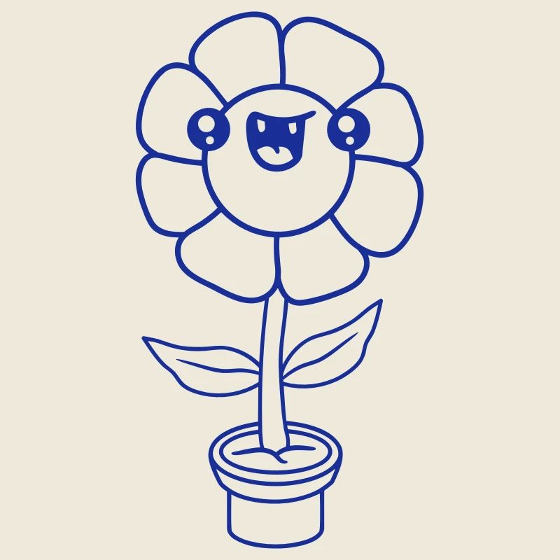Petit drôle heureux fleur visage pot de fleur