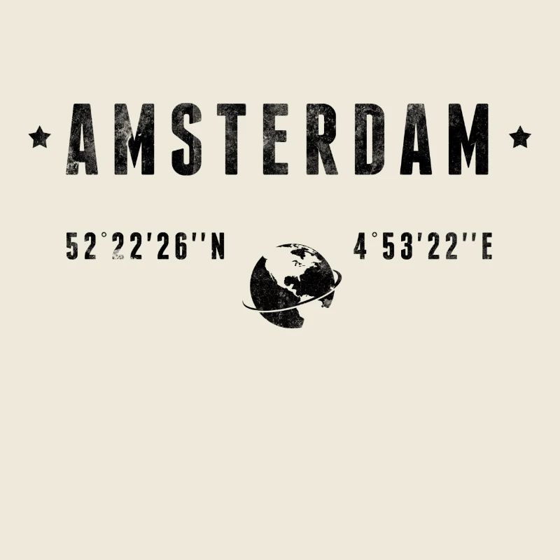 Amsterdam Coordonnées Géographiques Stylisées