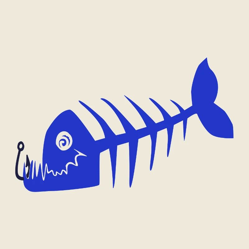 Blue bad fish pirate design. Skull