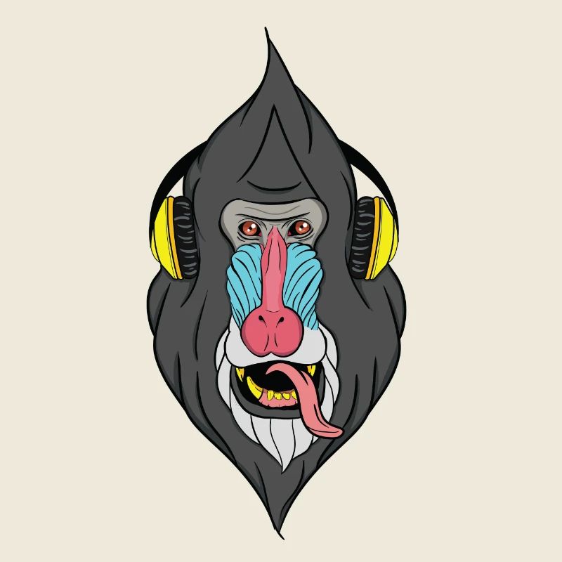 Monkey with headphones - techno monkey