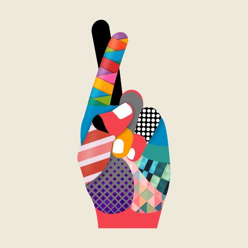 Les doigts croisent dans le style pop-art