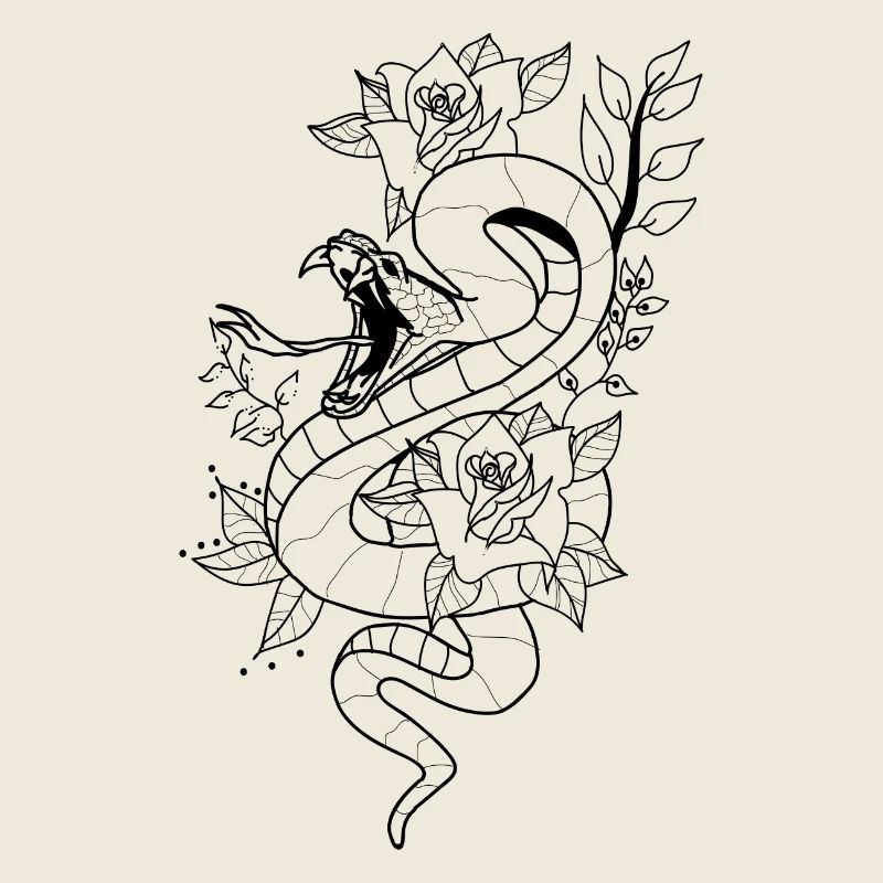 Serpent avec des roses.