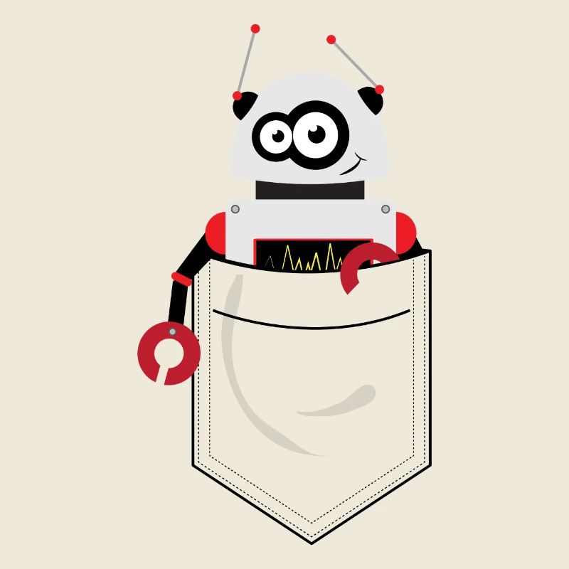 Robot mignon dans la poche, poche de chemise imprimée