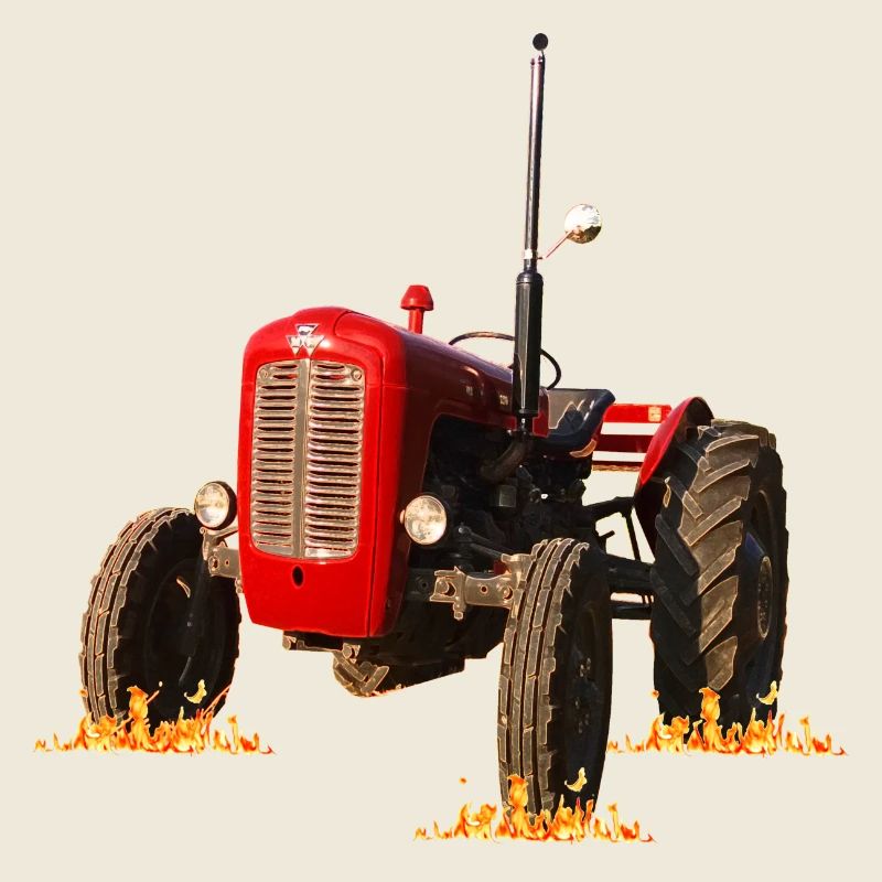 Roter Traktor Kraftdruck