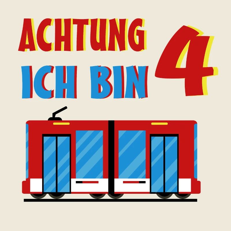 4 Jahre Geburtstag Kind Zug Tram Straßenbahn