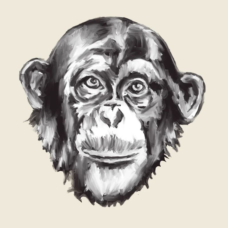 Portrait de chimpanzé en niveaux de gris