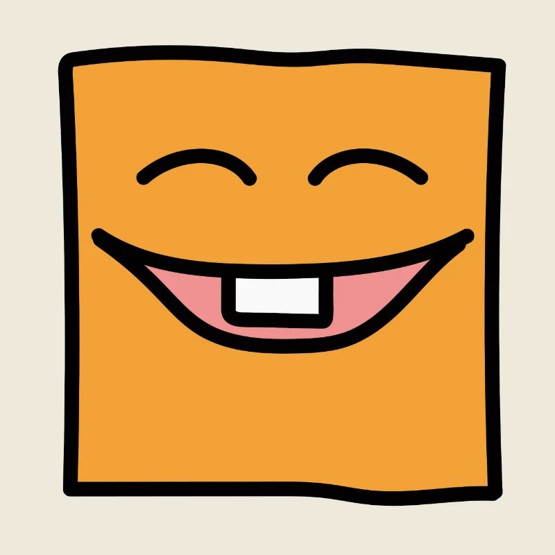 Funny Square Emoji Emoticon Kawaii Expression Face