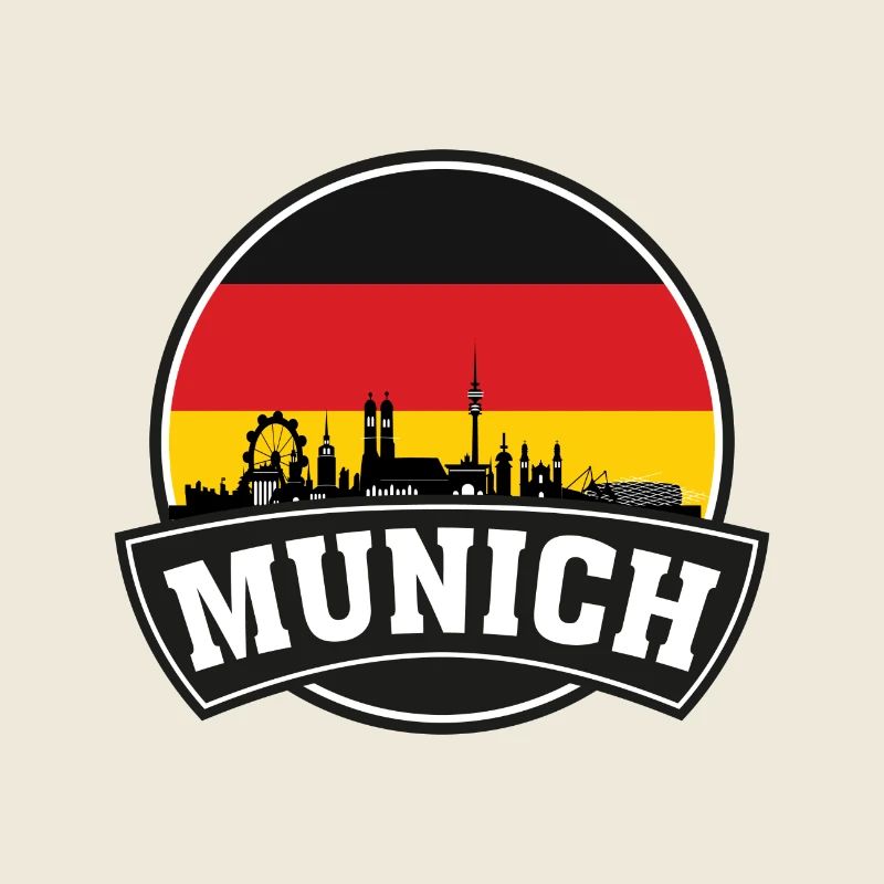 Munich Germany Skyline Travel Souvenir German Flag