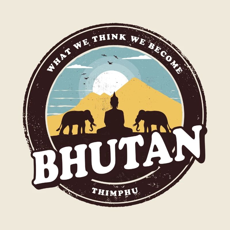 Bhoutan Buddha design avec eléphants / idée cadeau