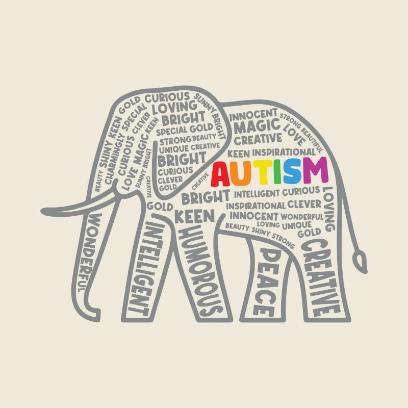 Autism Awareness Elephant Typography