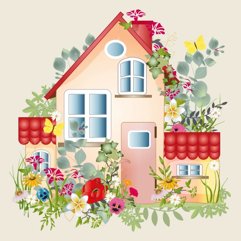 villa colorée avec jardin luxuriant - Une maison de rêve