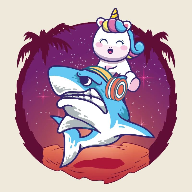 Unicorn Riding a Shark