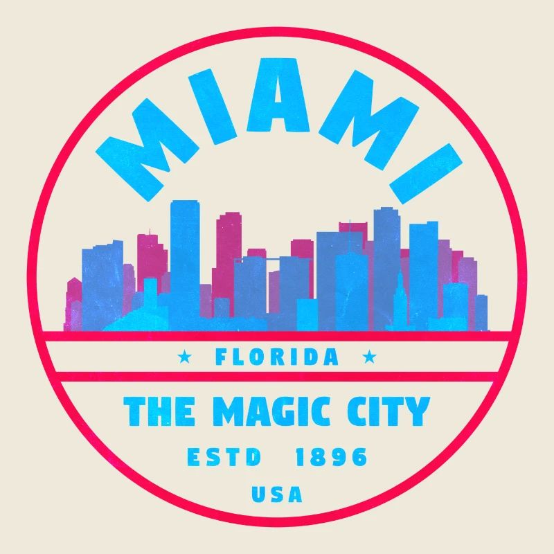 Miami Skyline Neon-Stempel