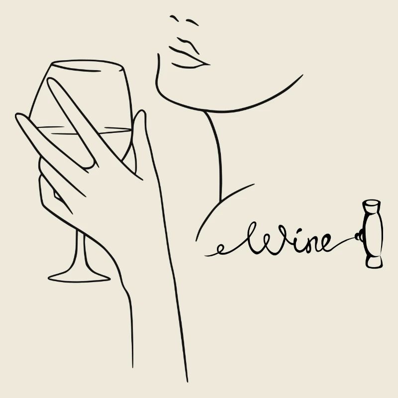 Linienkunst Weinglas Silhouette