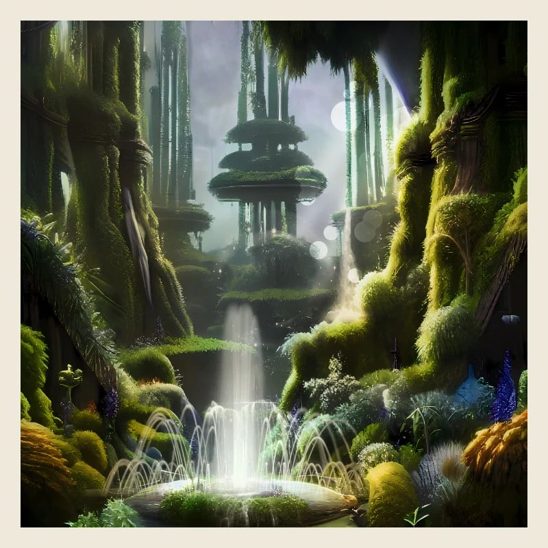 Fantasielandschaft am Morgen.