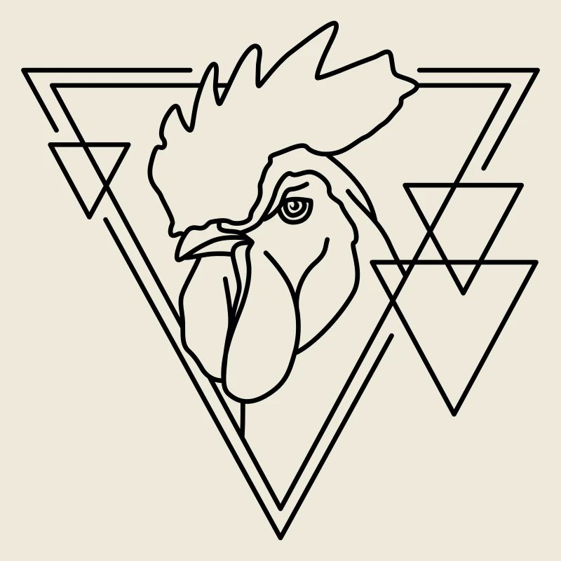 Hahn in geometrischer Form - Line-Art-Design