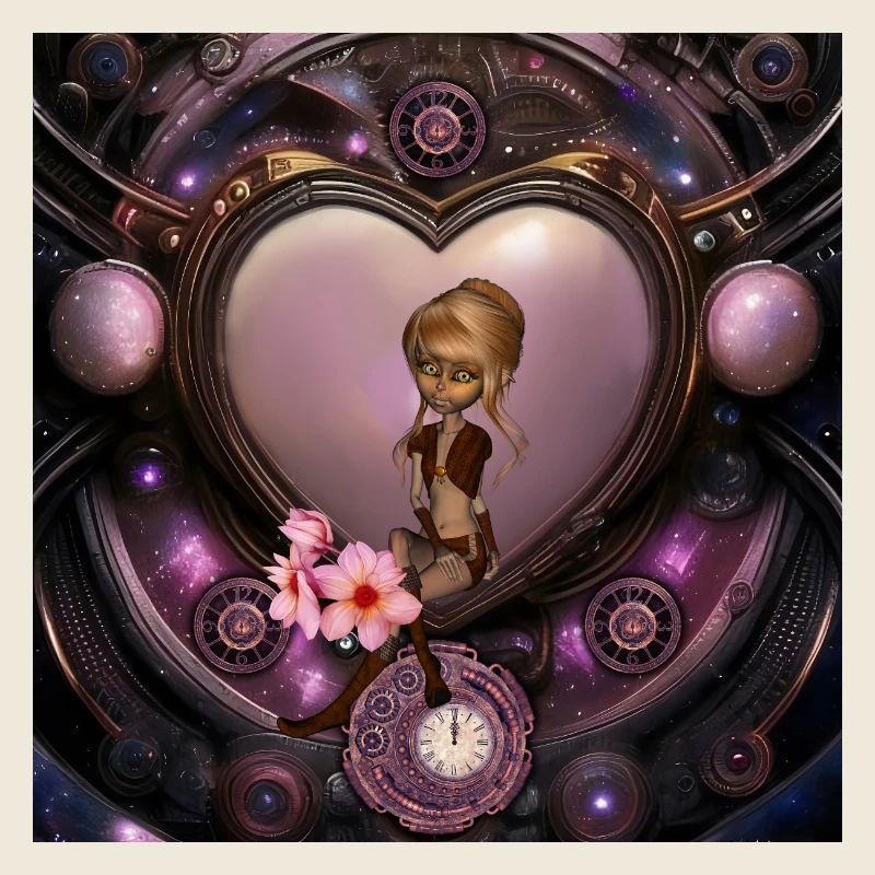 Wunderbares Steampunk-Herz mit Fee