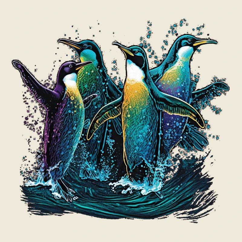 Penguins in the water